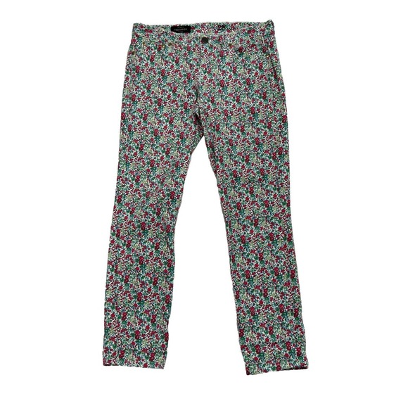J.CREW Toothpick Jeans Women 28 Floral Denim Ankle Multicolor Skinny - Picture 1 of 11